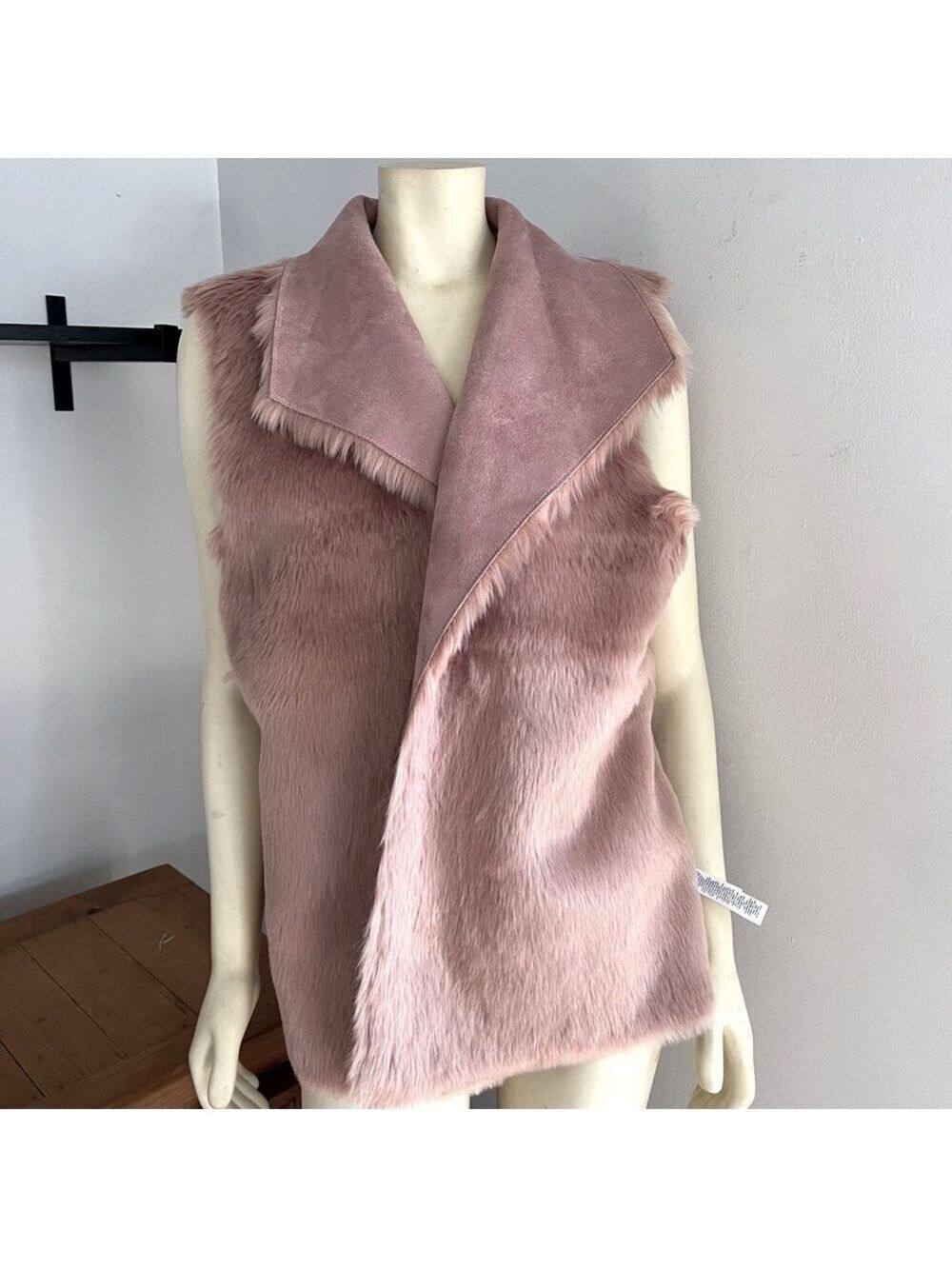 NWT Ann Taylor Loft Women’s Reversible Faux Shearling Suede Vest Rosy Mauve XL - Picture 9 of 15